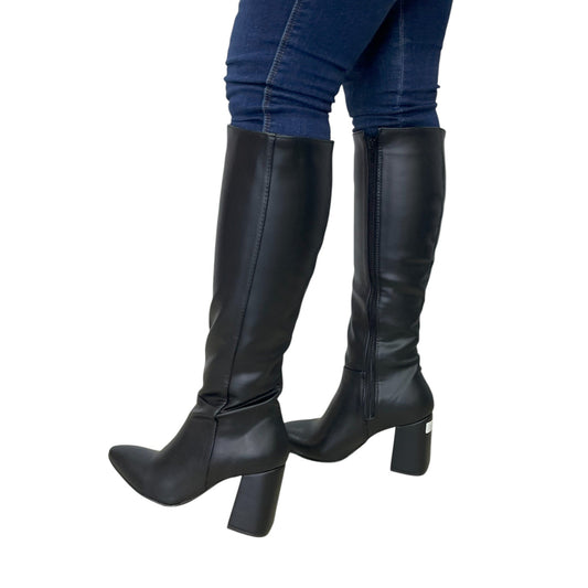 Bota media caña Negro acabado tipo cuero Luna Puntuda