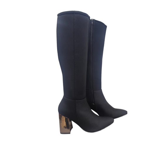 Bota media caña Negro licra stretch Luna Puntuda