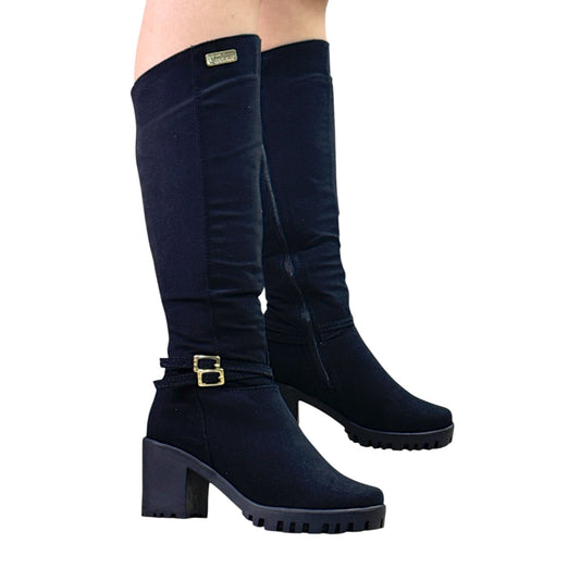 Bota media caña Negro gamuza Mafe 1