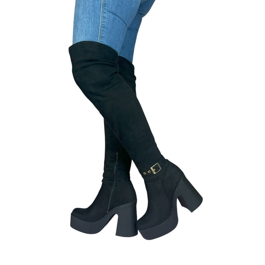 Bota caña alta Negra licra stretch Martina