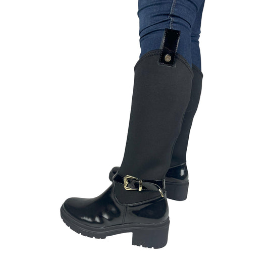 Bota media caña Negro charol Mia