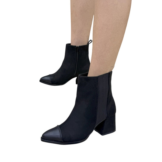 Botin Polonia gamuza negro altura 5,5 punta fina