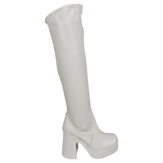 Bota media caña Blanco acabado tipo cuero Sammy