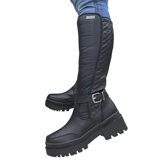 VIENA ROMBOS BASE CUERO NEGRO