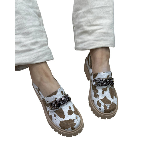 Mocasín Antifaz Estampado Vaca