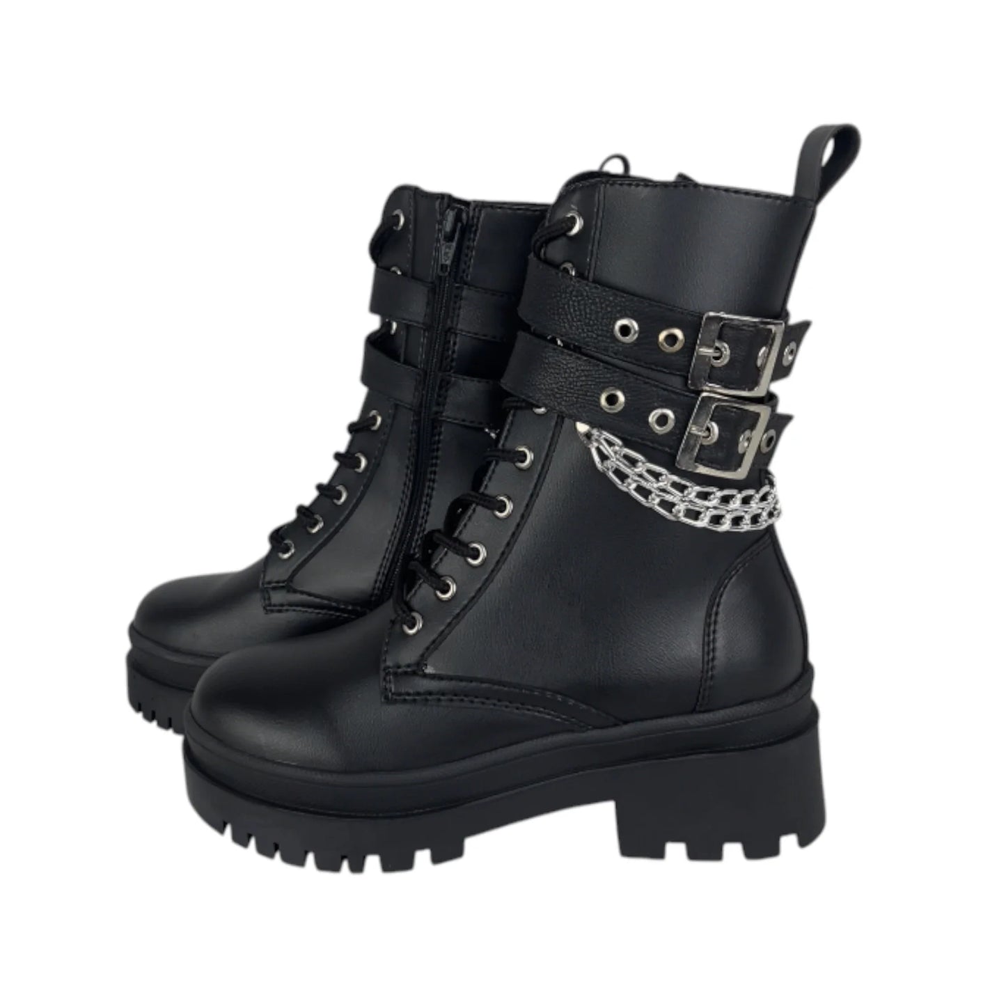 BOTIN PLANO CORDONES SUSANA NEGRO CON CADENA