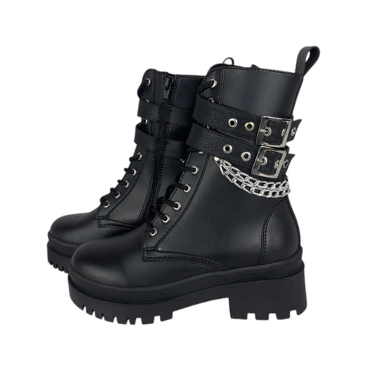 BOTIN PLANO CORDONES SUSANA NEGRO CON CADENA