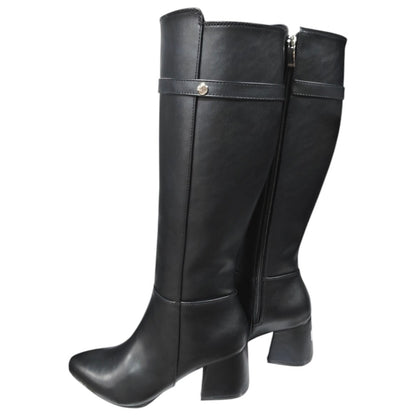 Bota Alta Luna Capota Negra Tacón 5.5 cm en Base Cuero lucabane