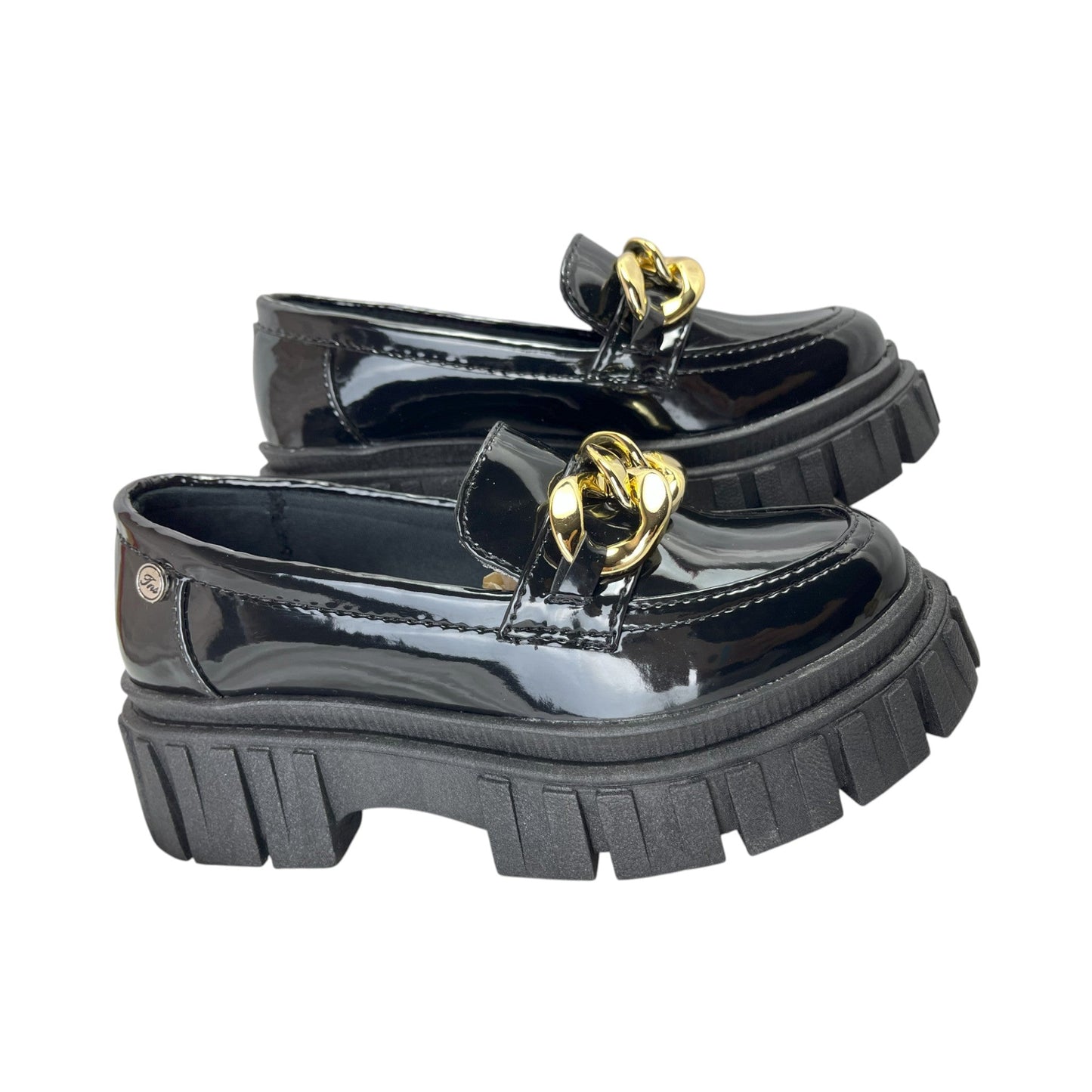 Zapato mocasín plataforma Negro charol Antifaz Cadena