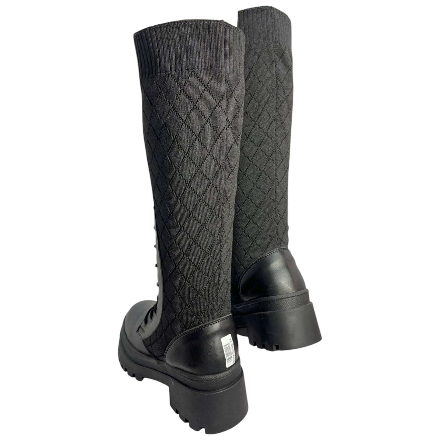 Bota media caña Negro tejido y acabado tipo cuero Militar