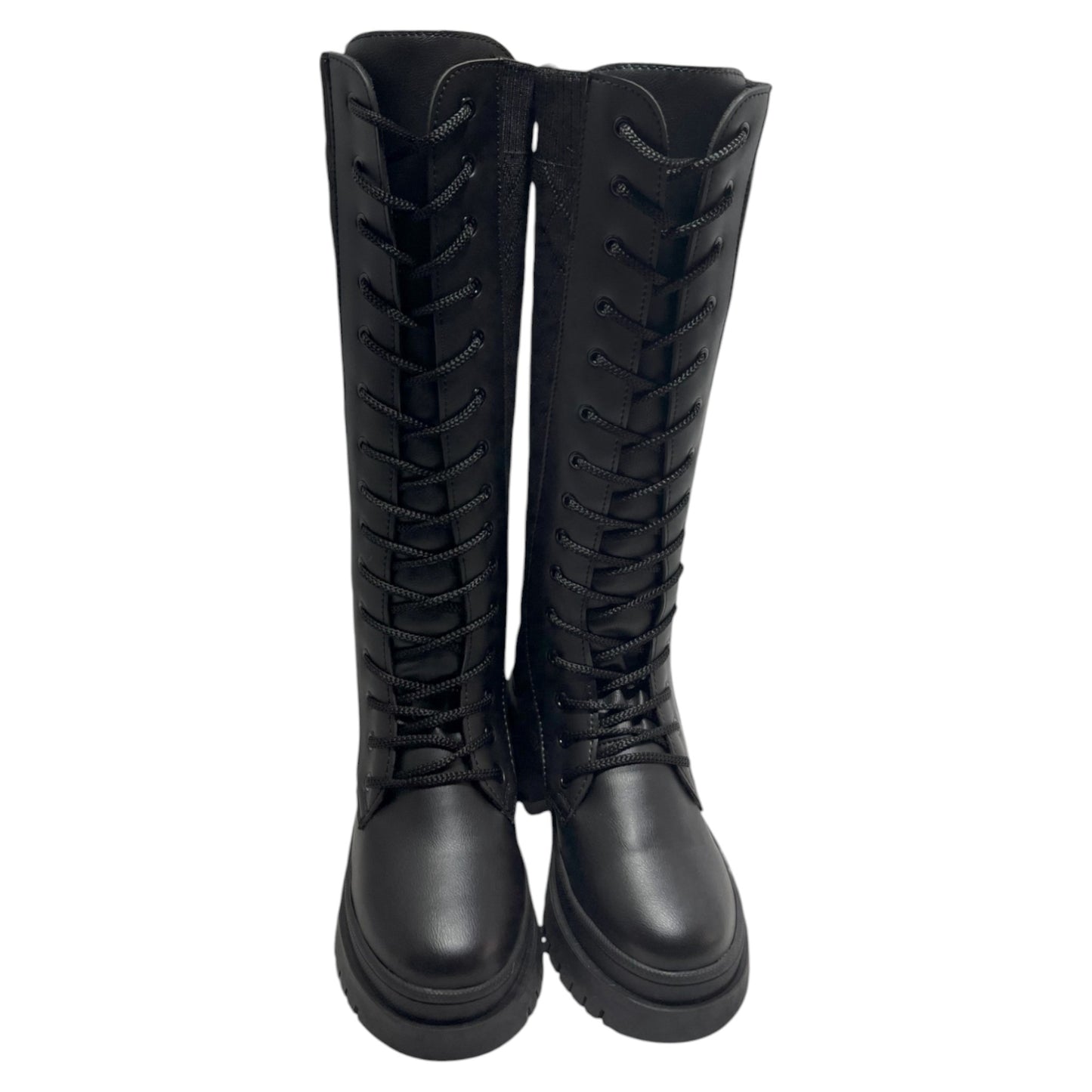 Bota media caña Negro tejido y acabado tipo cuero Militar