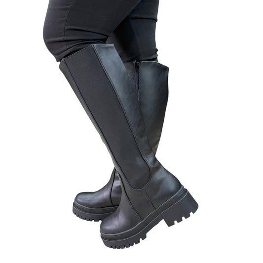 BOTA ISABELLA BASE CUERO NEGRO
