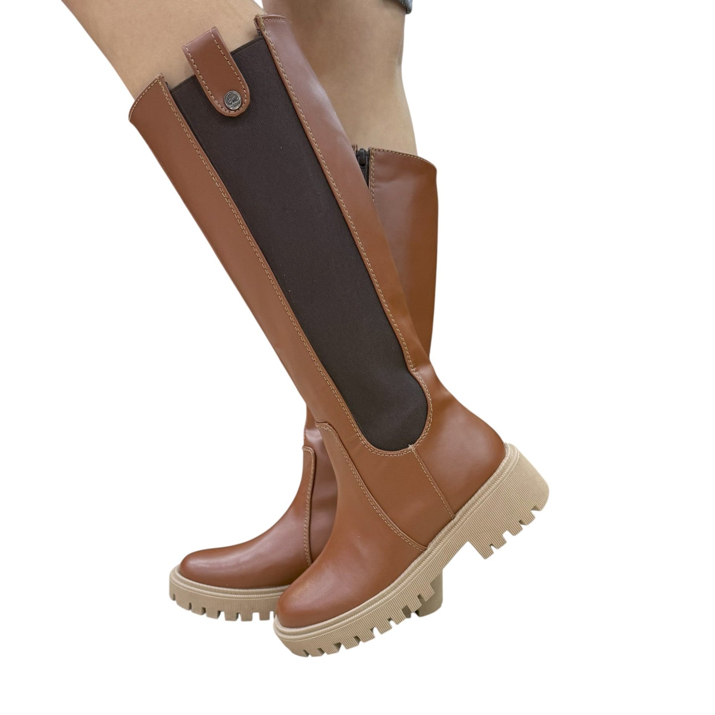 BOTA ISABELLA BASE CUERO MIEL