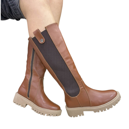 BOTA ISABELLA BASE CUERO MIEL