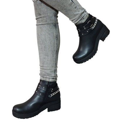 BOTIN PLANO 2705 CADENA NEGRO CON CADENA