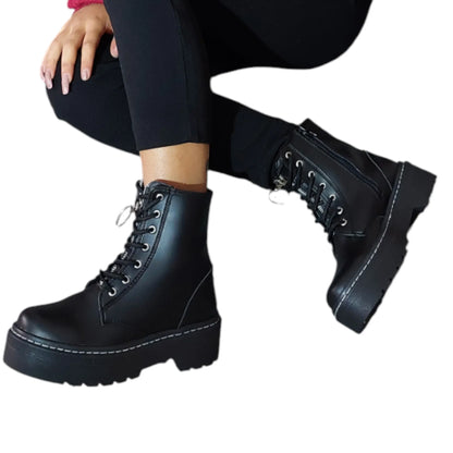 BOTIN PLANO CORDONES DR MARTIN CREMALLERA NEGRO CON CREMALLERA