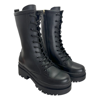 BOTIN PLANO CORDONES DR MARTIN LARGA NEGRO CON CREMALLERA