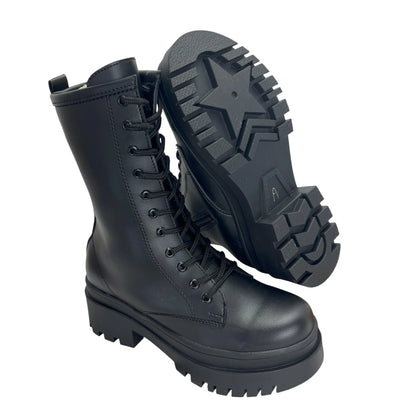 BOTIN PLANO CORDONES DR MARTIN LARGA NEGRO CON CREMALLERA