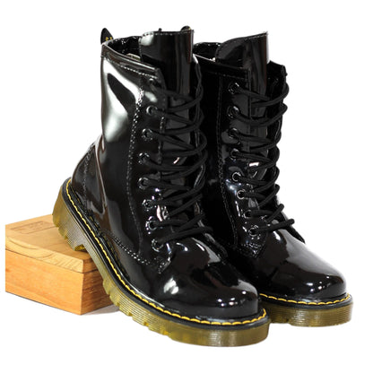 BOTIN PLANO CORDONES DR MARTIN PLANA NEGRO SUELA 2.0 CM