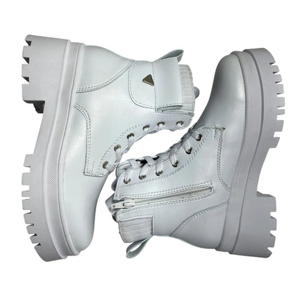 BOTIN PLANO CORDONES SOFY BLANCO CON CREMALLERA