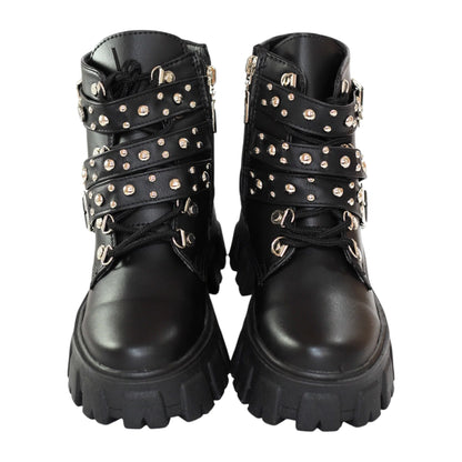 BOTIN PLANO CORDONES ZARACK NEGRO CON HEBILLA