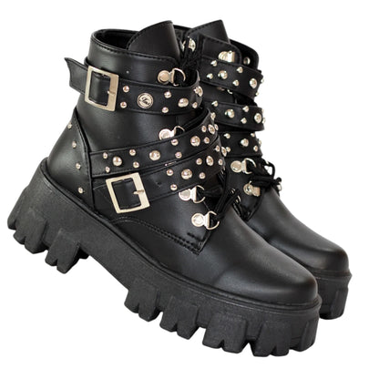 BOTIN PLANO CORDONES ZARACK NEGRO CON HEBILLA