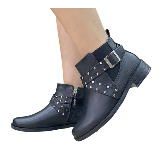 BOTIN PLANO GINA NEGRO CON HEBILLA