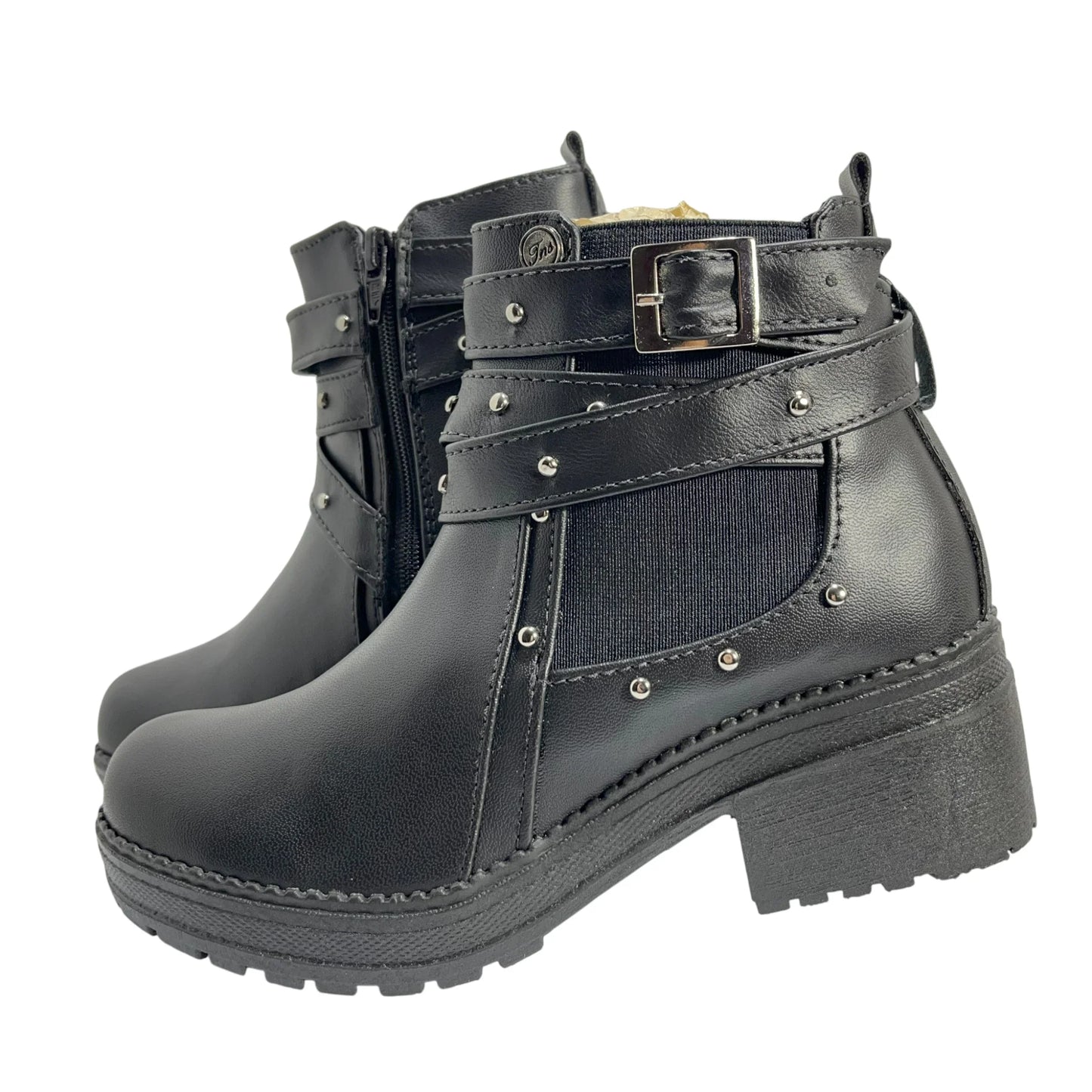 BOTIN PLANO ISABELLA NEGRO CON HEBILLA