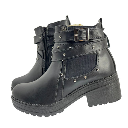 BOTIN PLANO ISABELLA NEGRO CON HEBILLA