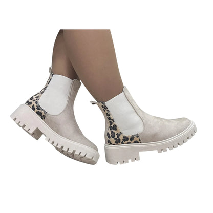 BOTIN PLANO LAURA 2 ANIMAL PRINT BEIGE CON CREMALLERA