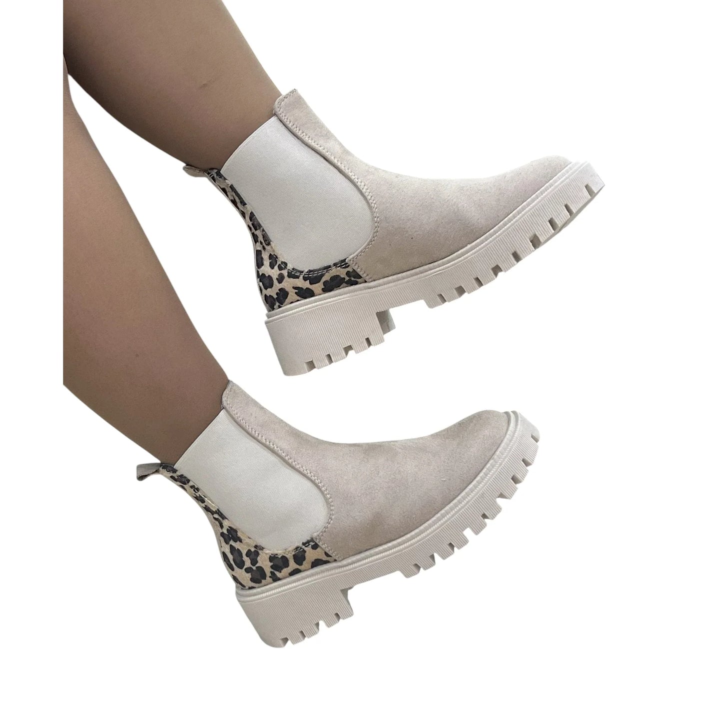 BOTIN PLANO LAURA 2 ANIMAL PRINT BEIGE CON CREMALLERA
