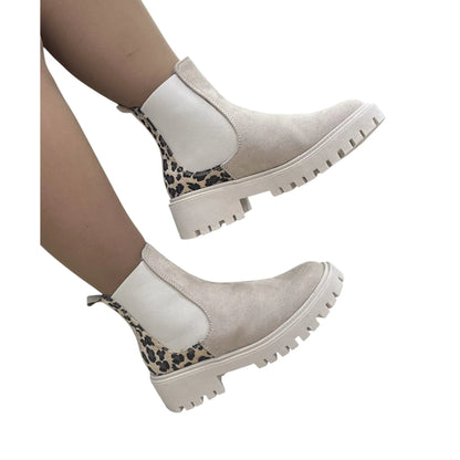 BOTIN PLANO LAURA 2 ANIMAL PRINT BEIGE CON CREMALLERA