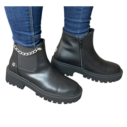 BOTIN PLANO LAURA CADENA NEGRO CON CADENA