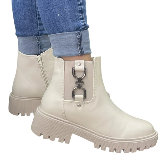 BOTIN PLANO LAURA HERRAJE ALMENDRA CON CREMALLERA