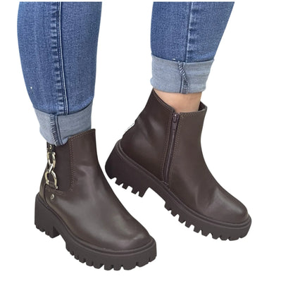 BOTIN PLANO LAURA HERRAJE CAFÉ CON CREMALLERA