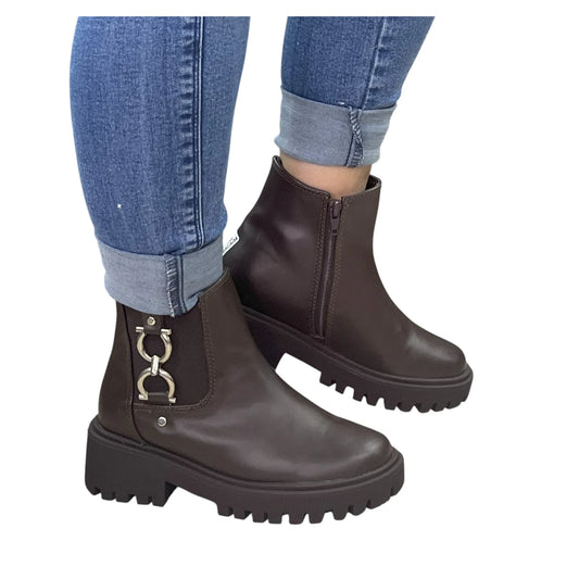BOTIN PLANO LAURA HERRAJE CAFÉ CON CREMALLERA