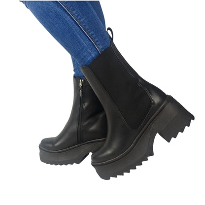 BOTIN PLANO LUISA NEGRO CON CREMALLERA