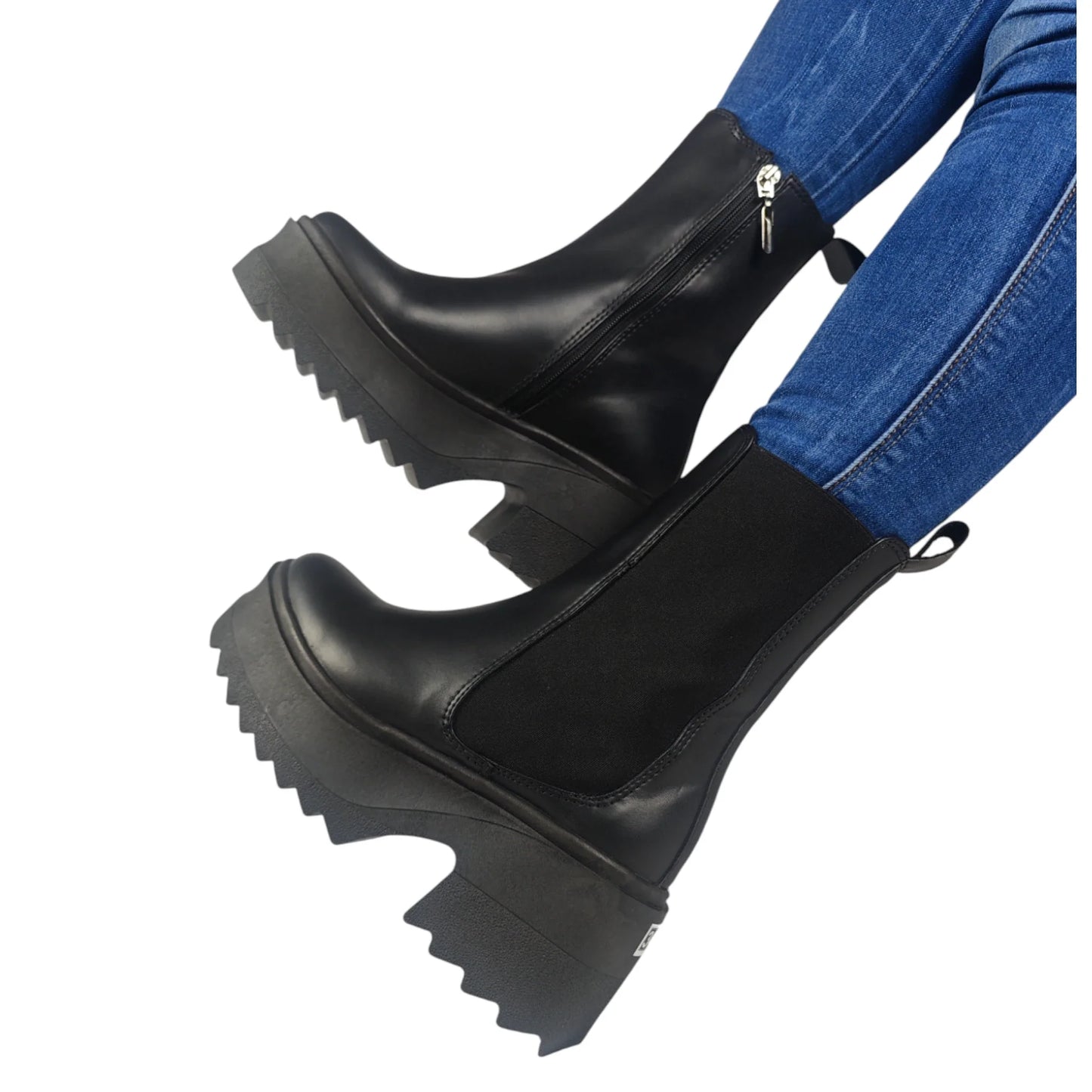 BOTIN PLANO LUISA NEGRO CON CREMALLERA