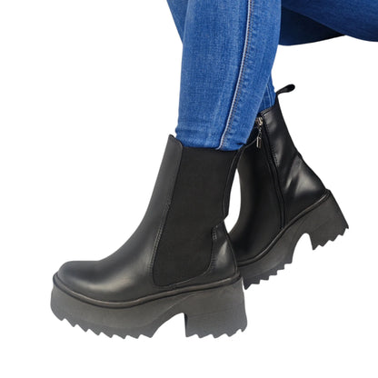 BOTIN PLANO LUISA NEGRO CON CREMALLERA