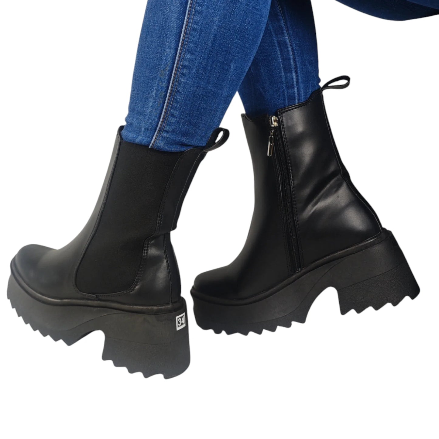 BOTIN PLANO LUISA NEGRO CON CREMALLERA