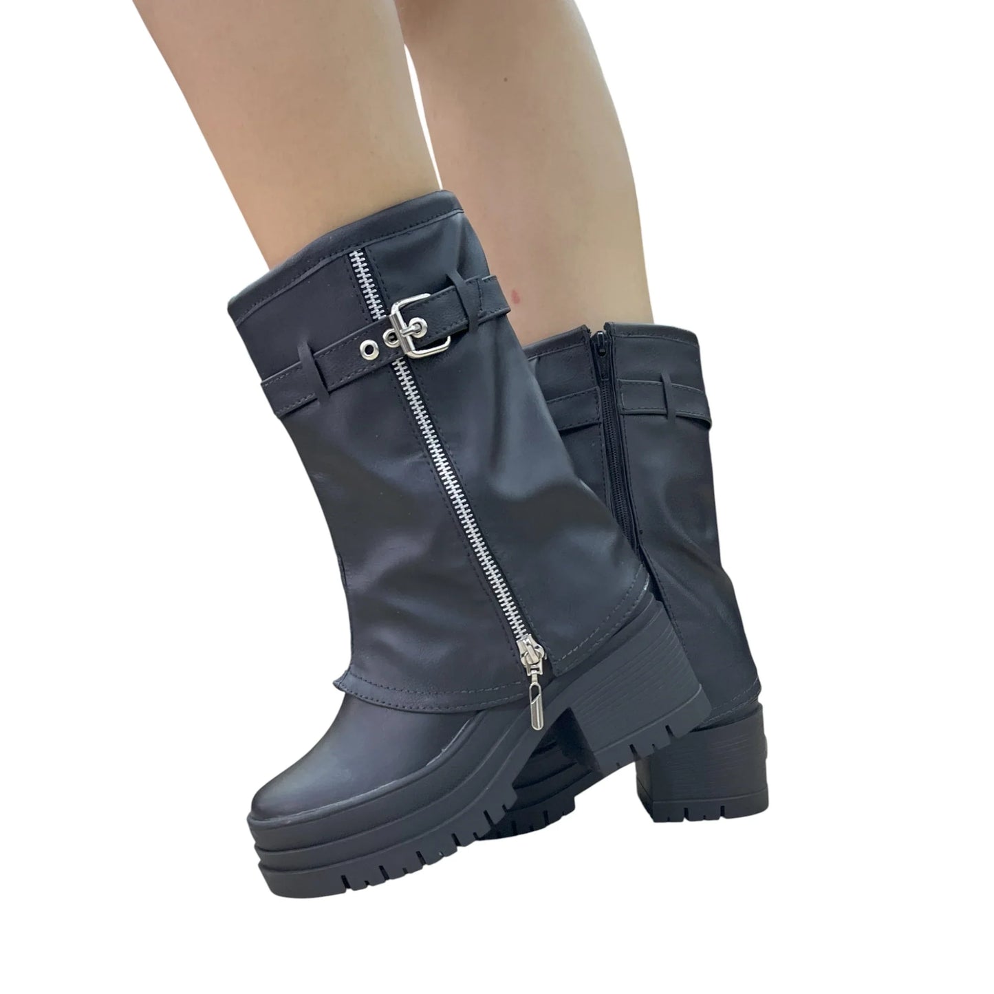 BOTIN PLANO MELINA NEGRO CON HEBILLA