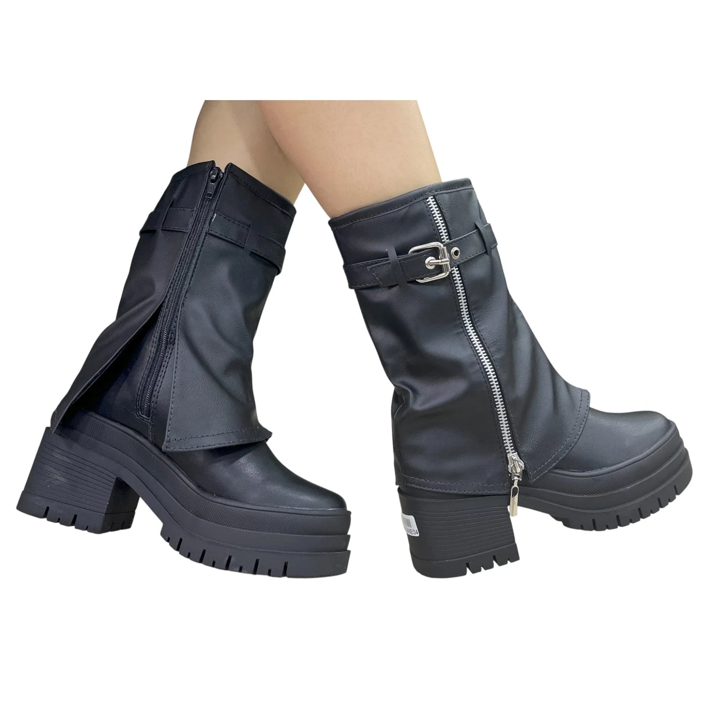 BOTIN PLANO MELINA NEGRO CON HEBILLA