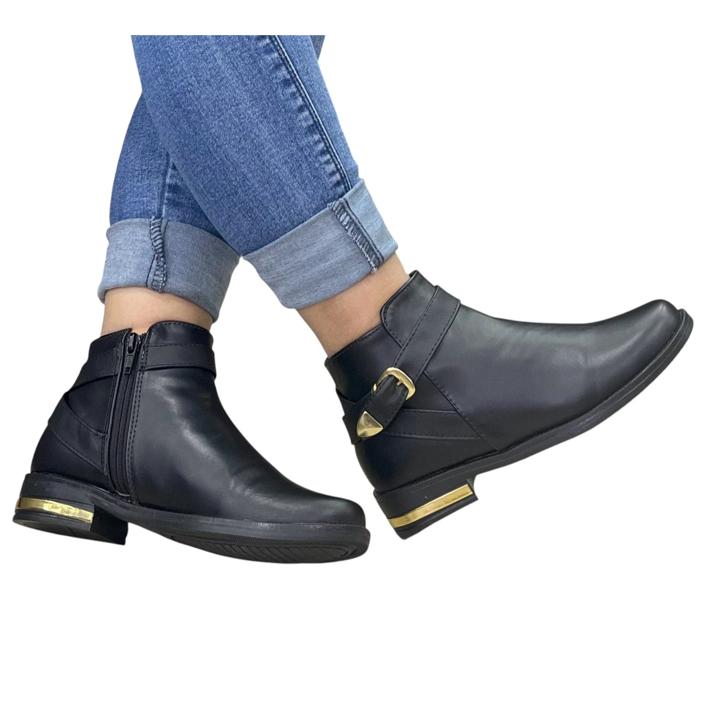 BOTIN PLANO TIFANY NEGRO CON HEBILLA