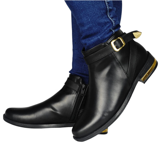 BOTIN PLANO TIFANY NEGRO CON HEBILLA