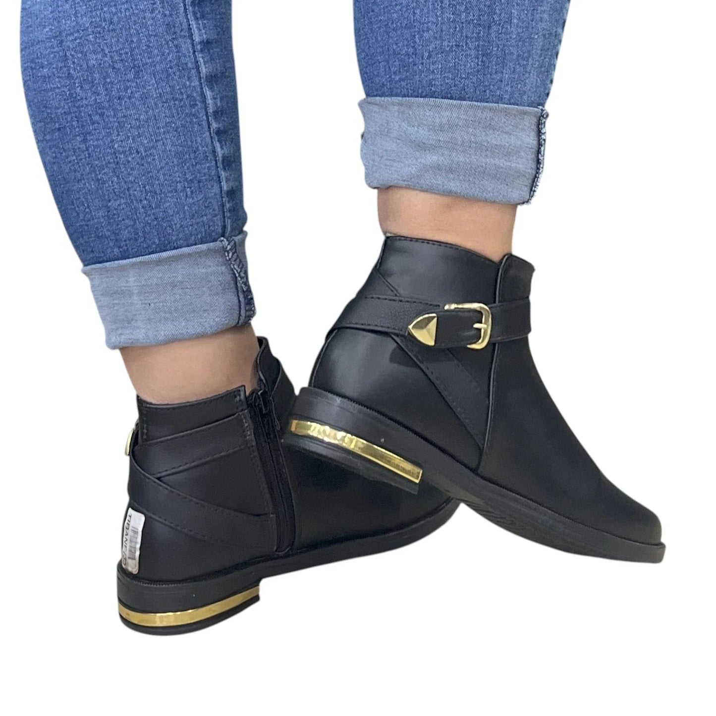 BOTIN PLANO TIFANY NEGRO CON HEBILLA
