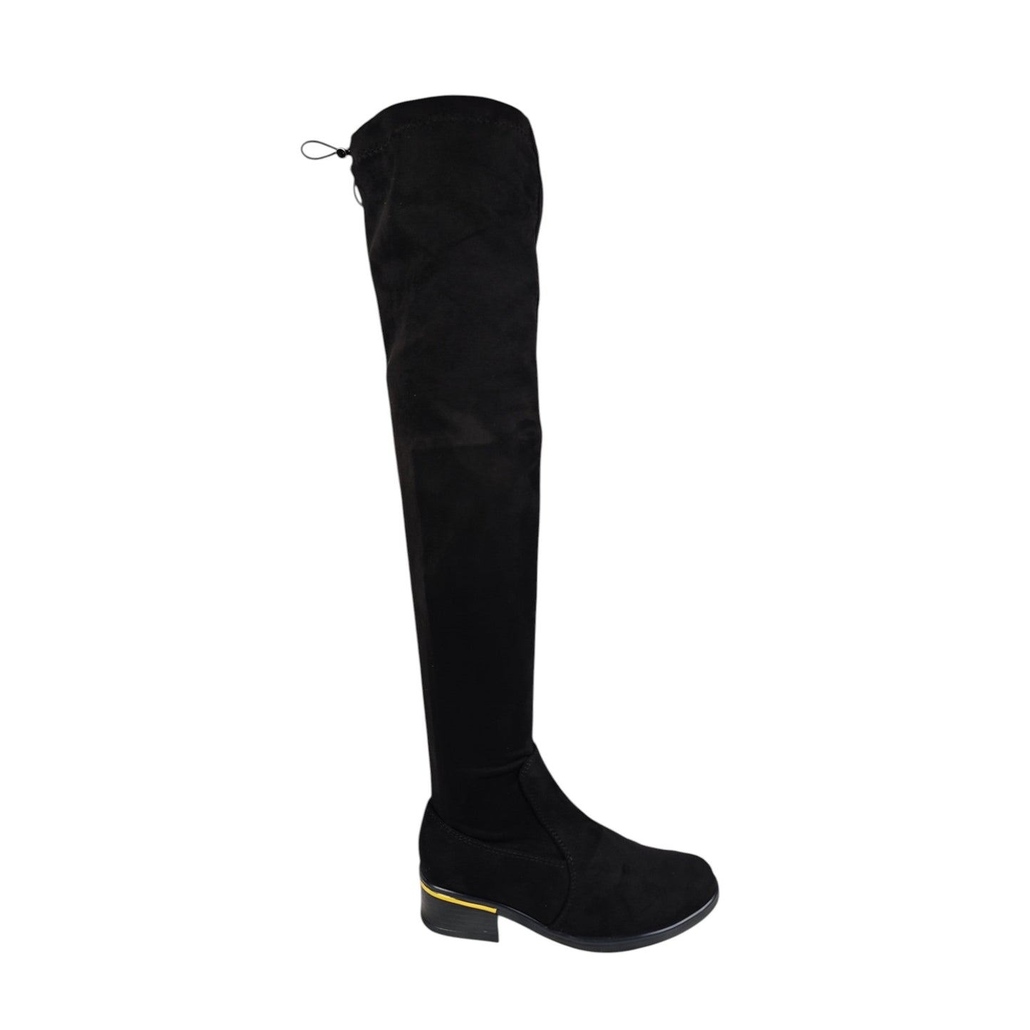 Bota plana mujer caña extralarga stretch gamuza negro – Ref. celeste plana