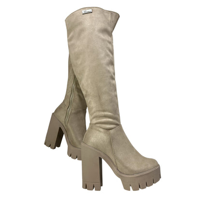 Bota caña alta Beige licra stretch Celeste corta 7.5