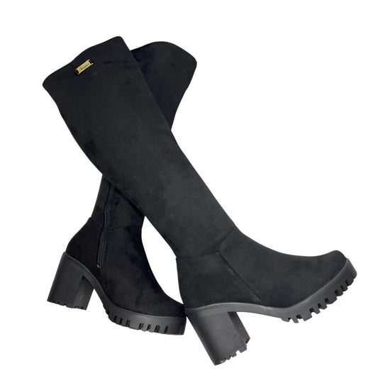 Bota caña alta Negra gamuza Celeste 5.5