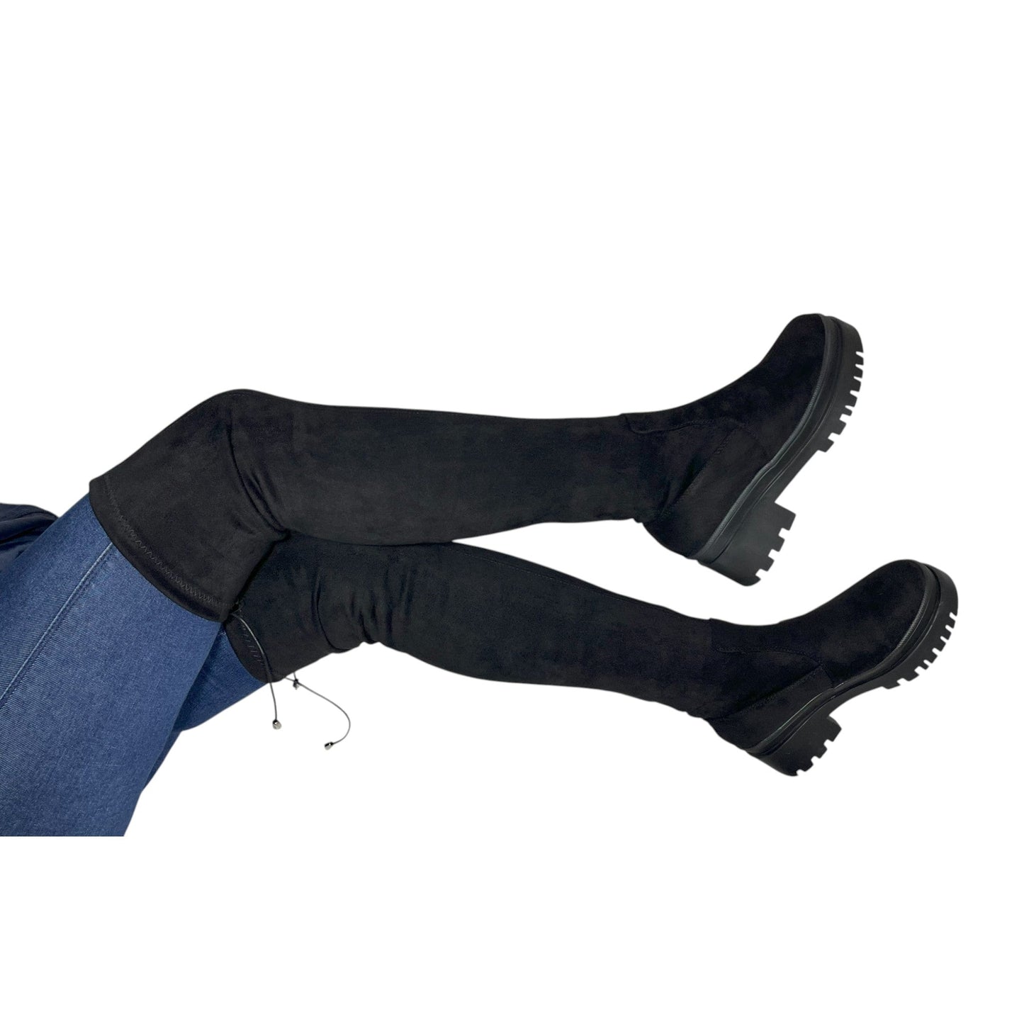 Bota plataforma mujer caña alta stresh gamuza negra – Ref. Celeste Strong