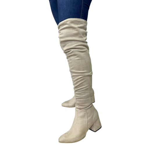Bota extralarga Beige gamuza Karol G